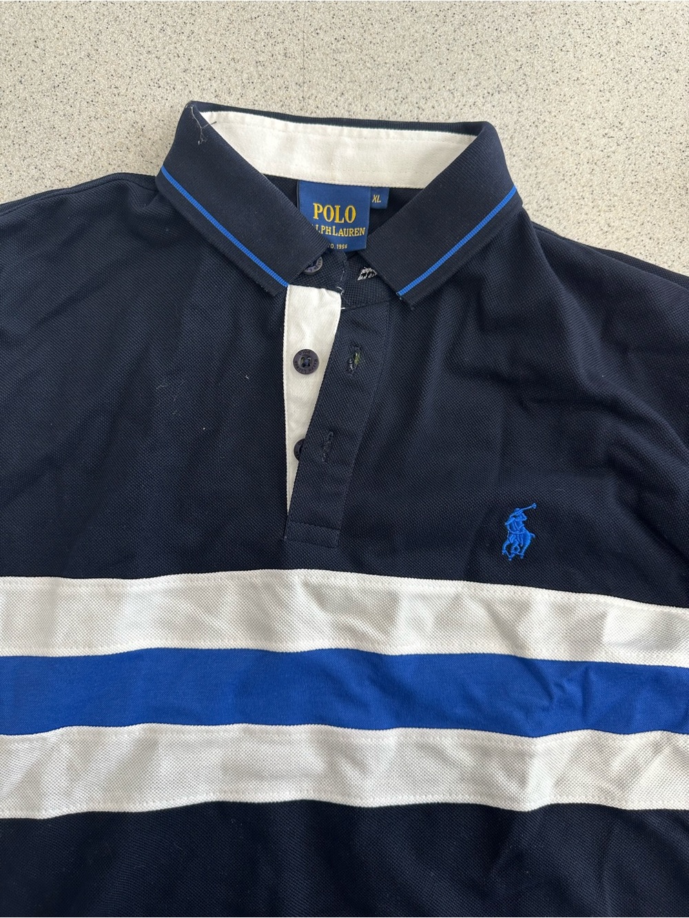 Polo by Ralph Lauren Navy, Royal Blue & White Striped Polo